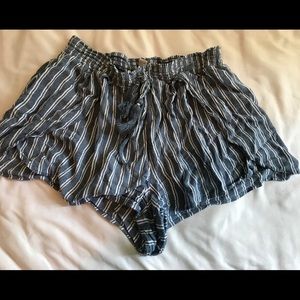 Blue Striped Flowy Shorts